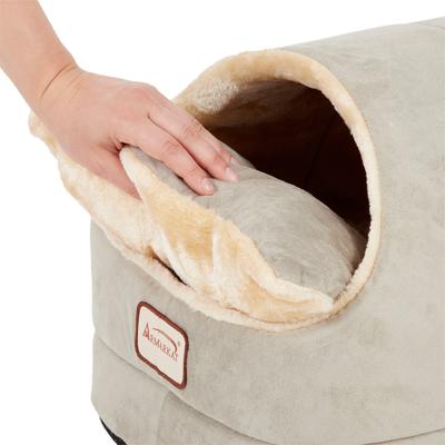 Show full view: Armarkat Cave Shape Covered Cat & Dog Bed, Sage Green/Beige slide 7 of 12