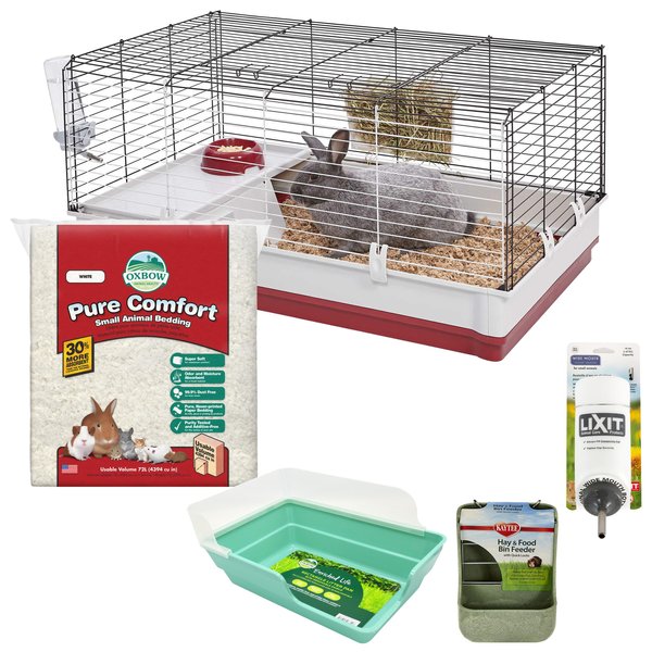 Small Pet Starter Kit - Midwest Rabbit Home, Oxbow Bedding, Kaytee Feeder, Lixit Water Bottle, Oxbow Litter Pan slide 1 of 9