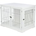TRIXIE Wood & Wire Furniture Side Table Pet Crate, Large, White