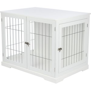 TRIXIE Wood & Wire Furniture Side Table Pet Crate, Large, White