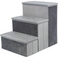 TRIXIE Velour Foldable Cat & Dog Stairs with Storage, Gray, 3 Step Wide