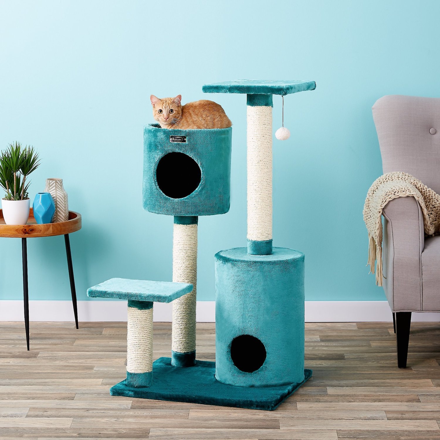 ARMARKAT Classic Real Wood Cat Tree & Condo, Dark Green, 43in