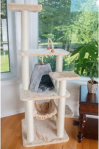 Armarkat 65-in Faux Fur Cat Tree & Condo, Beige, 65-in