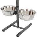 Iconic Pet Adjustable Stainless Steel Elevated Dog Bowl, H Design, 2-qt