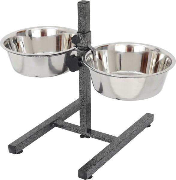 Iconic Pet Adjustable Stainless Steel Elevated Dog Bowl, H Design, 3-qt slide 1 of 9