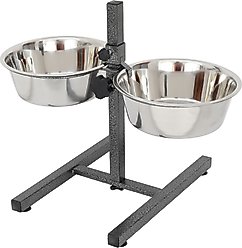 Iconic Pet Adjustable Stainless Steel Elevated Dog Bowl, H Design, 5-qt