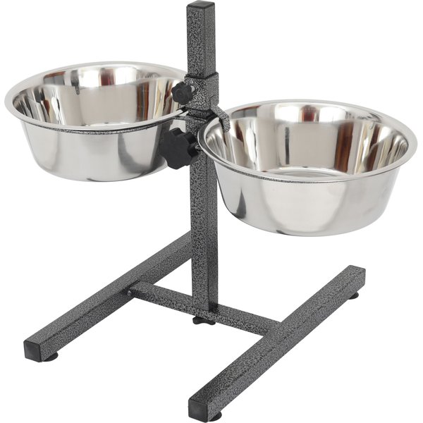 Small Dog Feeder / Small Dog Bowls Stand With Stone Top and Metal Base /  Middle Size Raised Bowls for Pet / Grey Dog Feeder / White Feeder 