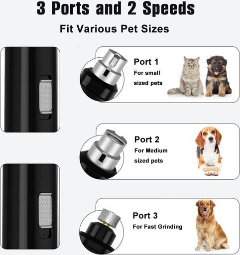 PATPET Steel Grit Dog & Cat Nail Grinder, Black