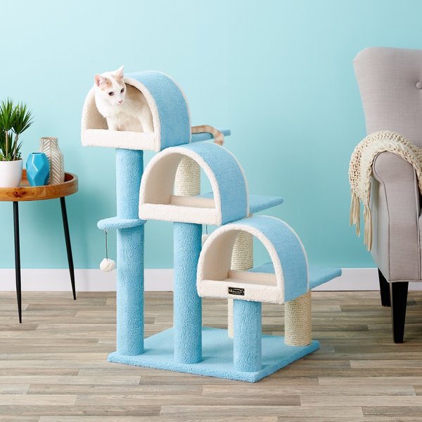 Armarkat Faux Fleece Covered, Real Wood Cat Tree, Sky Blue, 38-in slide 1 of 11