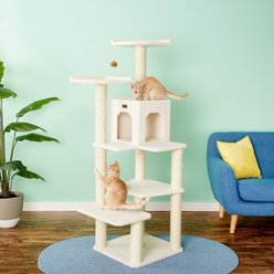 Armarkat 68-in Faux Fleece Cat Tree & Condo, Ivory