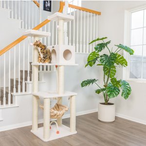 Armarkat 73-in Faux Fleece Cat Tree & Condo, Ivory