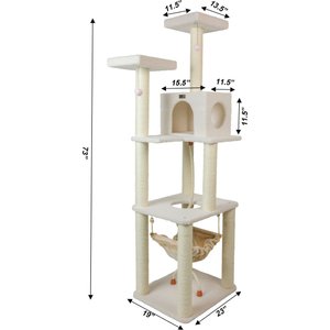 Armarkat 73-in Faux Fleece Cat Tree & Condo, Ivory