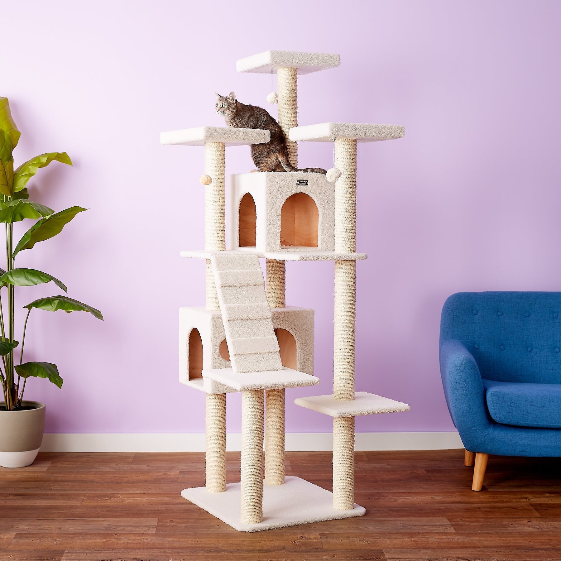 Armarkat 77-in Faux Fleece Cat Tree & Condo