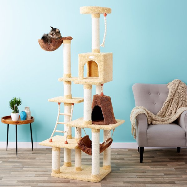 Armarkat Faux Fur Covered, Real Wood Cat Tree & Condo, Goldenrod, 78-in slide 1 of 11