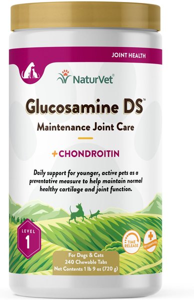 NaturVet Maintenance Care Glucosamine DS Chewable Tablets Joint Supplement for Dogs & Cats, 240 count slide 1 of 6