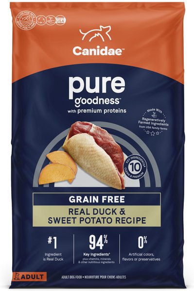 CANIDAE Grain-Free PURE Limited Ingredient Duck & Sweet Potato Recipe Dry Dog Food, 4-lb bag slide 1 of 9