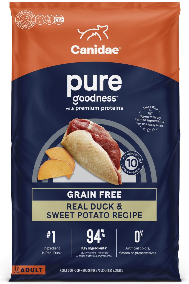 CANIDAE Pure Goodness Real Duck Sweet Potato Recipe Dry Dog Food