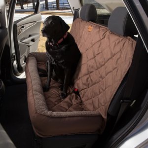 3 Dog Pet Supply Car Seat Protector with Fleece Bolster, Large, Chocolate