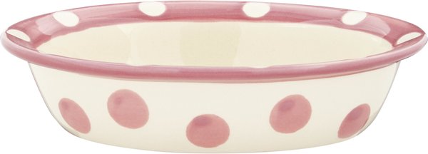 PetRageous Designs Polka Paws Oval Ceramic Dog & Cat Bowl, Pink, 1-cup slide 1 of 5