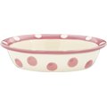 PetRageous Designs Polka Paws Oval Ceramic Dog & Cat Bowl, Pink, 1-cup