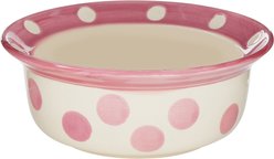 PetRageous Designs Polka Paws Deep Ceramic Dog & Cat Bowl, Pink, 2-cup