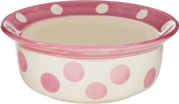 PetRageous Designs Polka Paws Deep Ceramic Dog & Cat Bowl, Pink, 2-cup slide 1 of 6