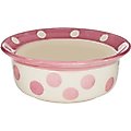 PetRageous Designs Polka Paws Deep Ceramic Dog & Cat Bowl, Pink, 2-cup