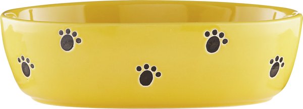 PetRageous Designs Silly Kitty Oval Ceramic Cat Bowl, Yellow, 2-cup slide 1 of 4