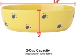 PetRageous Designs Silly Kitty Oval Ceramic Cat Bowl, Yellow, 2-cup slide 2 of 3