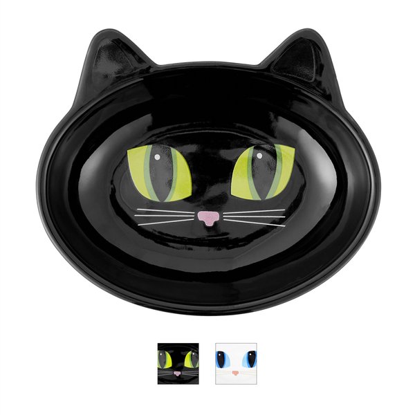 PetRageous Designs Frisky Kitty Oval Cat Dish, Black slide 1 of 7