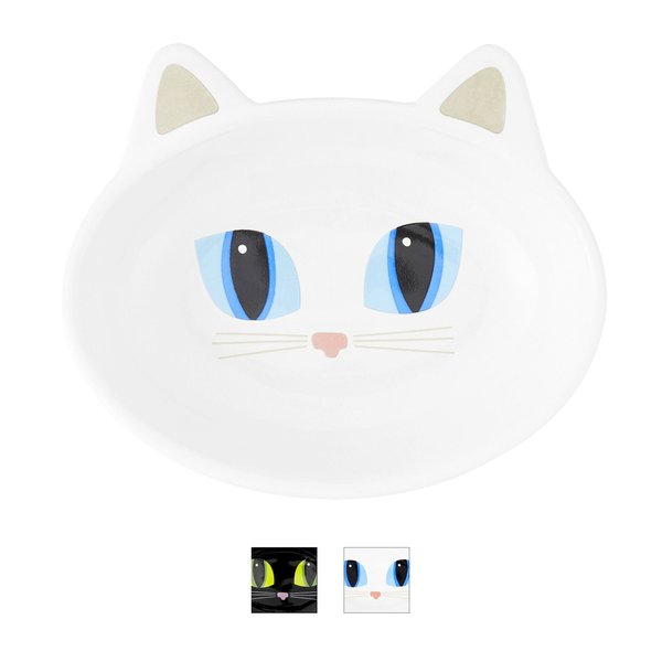 PetRageous Designs Frisky Kitty Oval Ceramic Cat Dish, White, 0.66-cup slide 1 of 7
