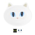 PetRageous Designs Frisky Kitty Oval Ceramic Cat Dish, White, 0.66-cup