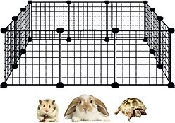 Allisandro 12 Grid panel DIY Wire Exercise Small-Pet Playpen, Black, Medium