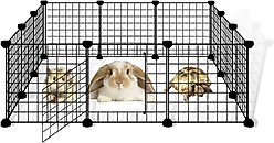 Allisandro 12 Grid panel DIY Wire Exercise Small-Pet Playpen with Door, Black, Medium