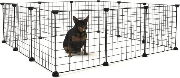 Allisandro 12 Grid panel DIY Wire Exercise Small-Pet Playpen with Door, Black, Medium