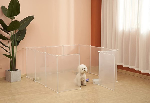 Allisandro 12 Grid Panel DIY Transparent Plastic Exercise Pet Playpen, Clear, Large slide 1 of 6