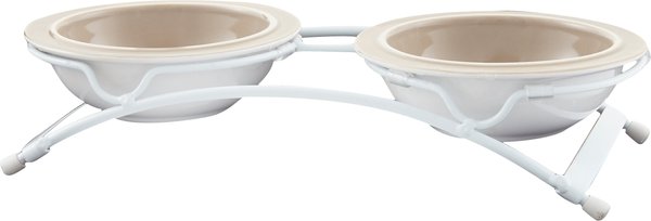 PetRageous Designs Toftee's Paws Double Diner Elevated Pet Bowls, Taupe slide 1 of 8