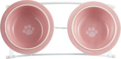 PetRageous Designs Toftee's Paws Double Diner Elevated Pet Bowls, Dusty Pink slide 2 of 8