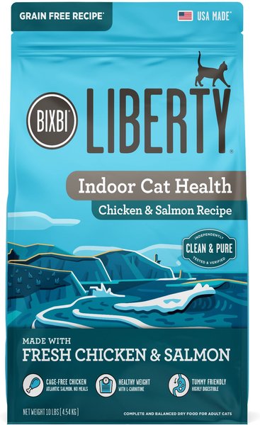 BIXBI Liberty Indoor Health Chicken & Salmon Recipe Grain-Free Dry Cat Food, 10-lb bag slide 1 of 7