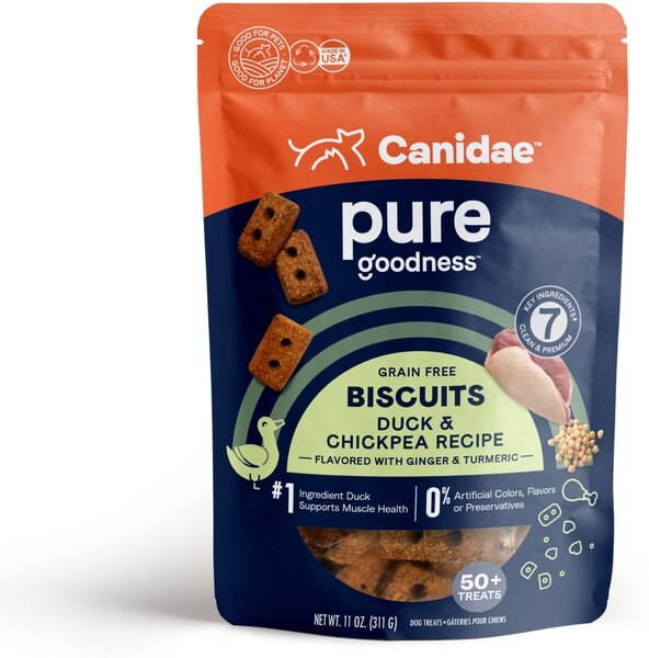 CANIDAE Grain-Free PURE Heaven Biscuits with Duck & Chickpeas Crunchy Dog Treats, 11-oz bag slide 1 of 7