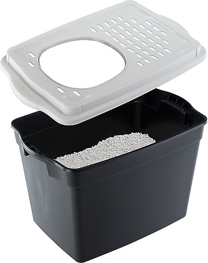 Ferplast "Jumpy" with Top Entrance Cat Litter Box, Black, Large
