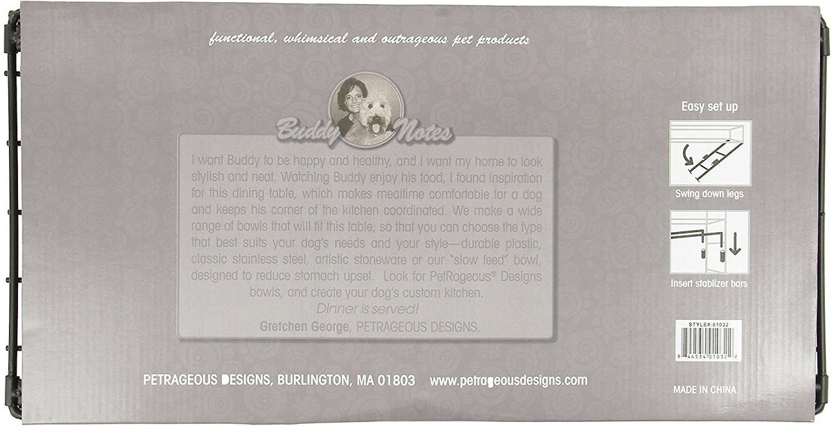 PETRAGEOUS DESIGNS Set The Table NonSkid Pet Bowl Wire Stand, Large