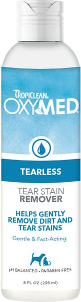 TropiClean OxyMed Tear Stain Remover Whitening Dog Shampoo, 8-oz bottle slide 1 of 9