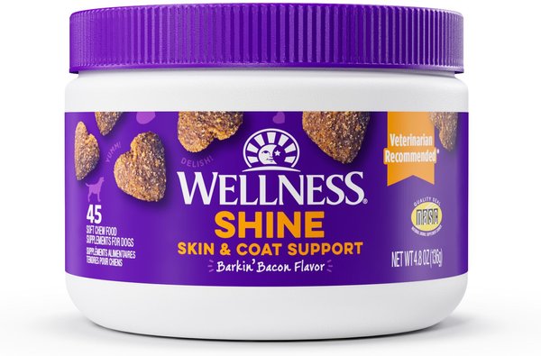 Wellness Shine Skin & Coat Bacon Flavor Chew Supplements for Dogs, 45 count slide 1 of 10