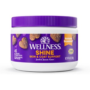 Wellness Shine Skin & Coat Bacon Flavor Chew Supplements for Dogs, 45 count