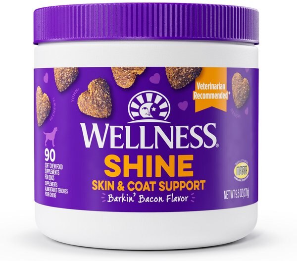 Wellness Shine Skin & Coat Bacon Flavor Chew Supplements for Dogs, 90 count slide 1 of 9