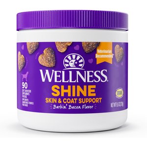 Wellness Shine Skin & Coat Bacon Flavor Chew Supplements for Dogs, 90 count