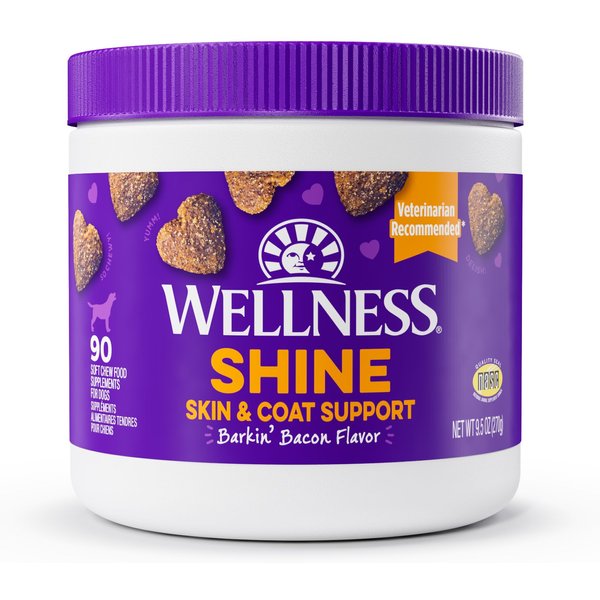 Wellness Shine Skin & Coat Bacon Flavor Chew Supplements for Dogs