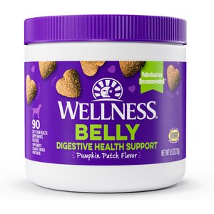 Wellness Belly Digestive Belly Support Pumpkin Flavor Chew Supplements for Dogs, 90 count