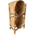 D-Art Collection 2 Tier Bamboo Dog & Cat Toy Storage Accessory, Natural, Medium